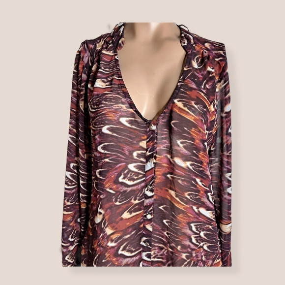 Bebe sheer mixed color button down shirt size S - Picture 2 of 4